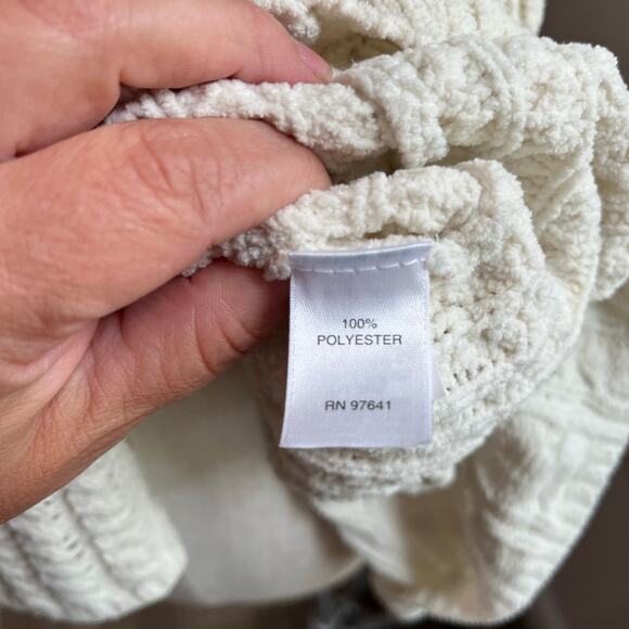 J. Jill Cream Chenille Cable Crew Neck Knit Tunic Length Sweater Sz L Petite - Picture 6 of 7